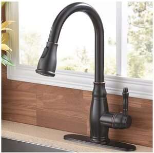 SHACO Antique Single Handle Kitchen Faucet With Pull Down Sprayer